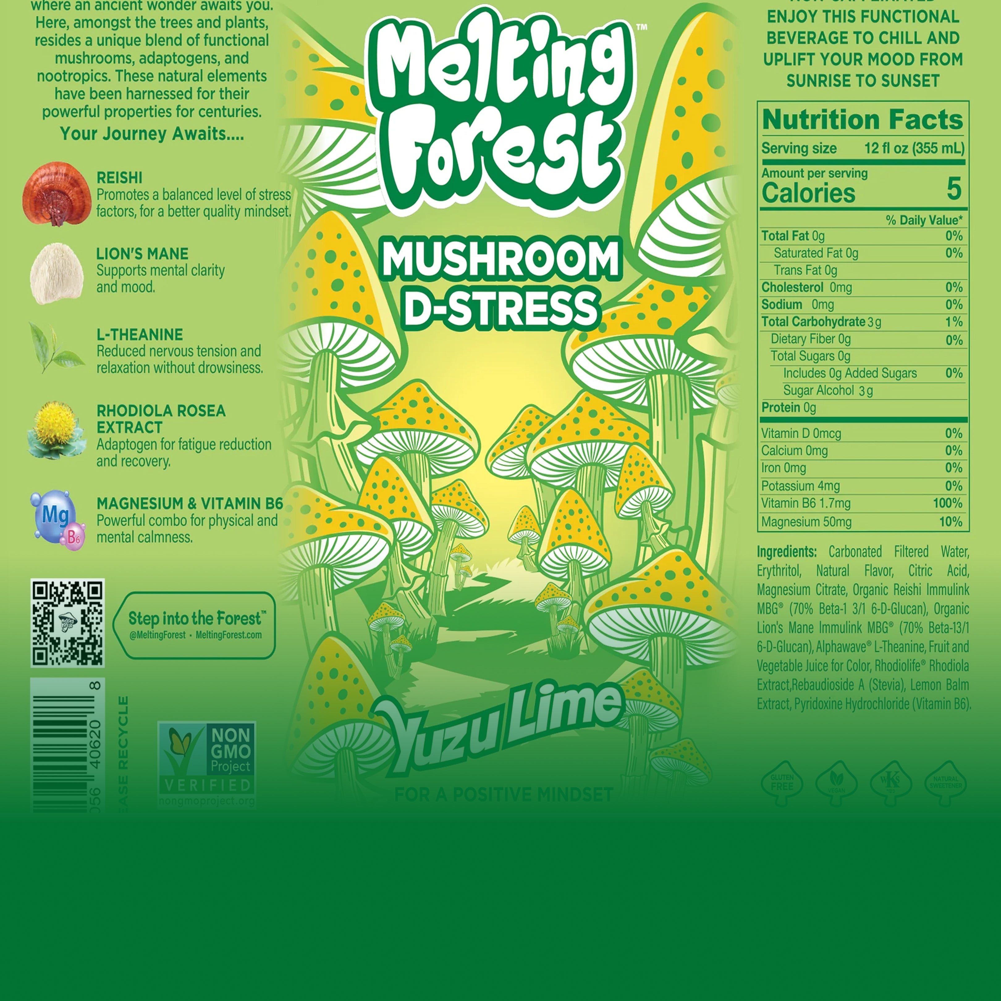Mushroom D-Stress Drink 12 Pack - Yuzu Lime