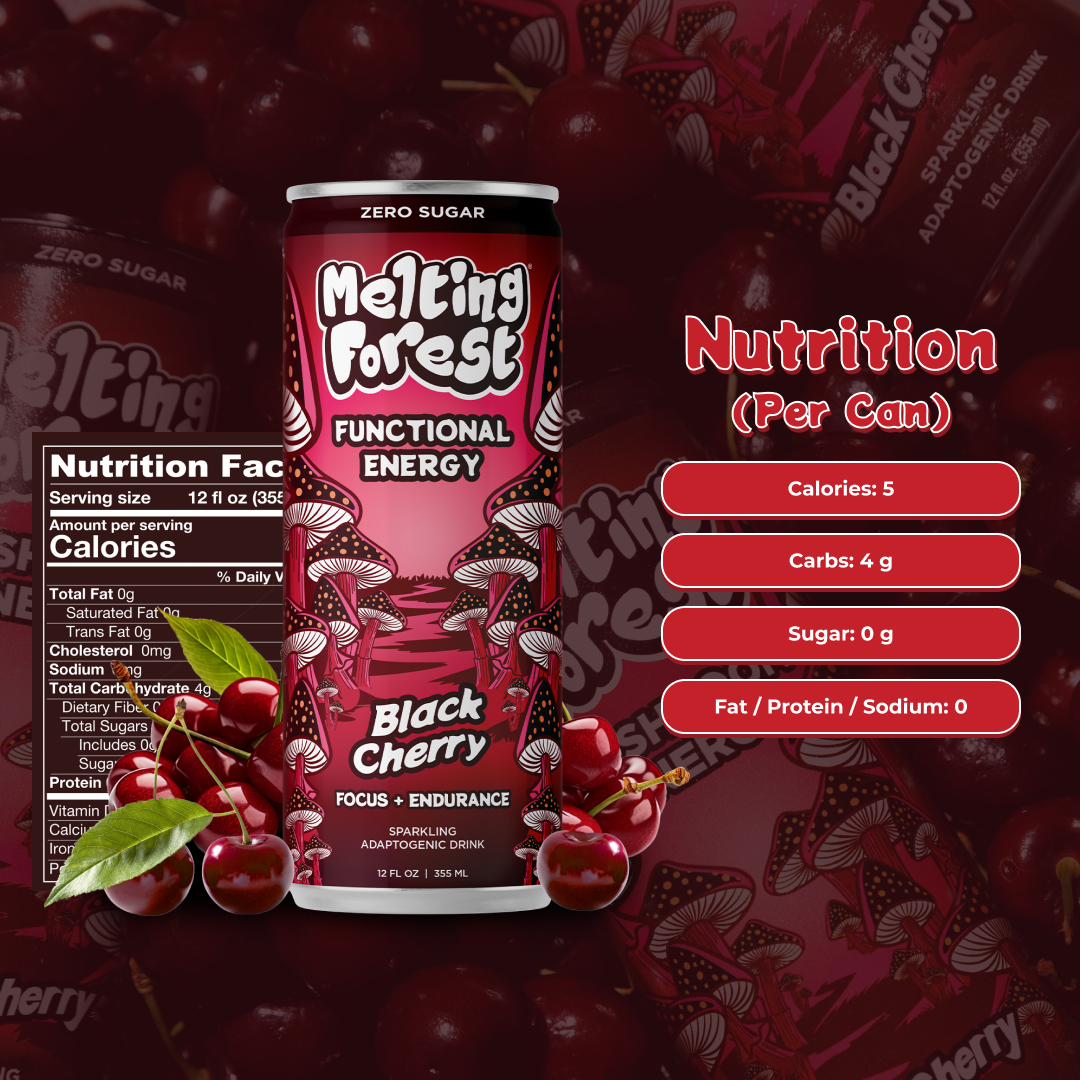 Mushroom Energy Drink 12 Pack - Black Cherry