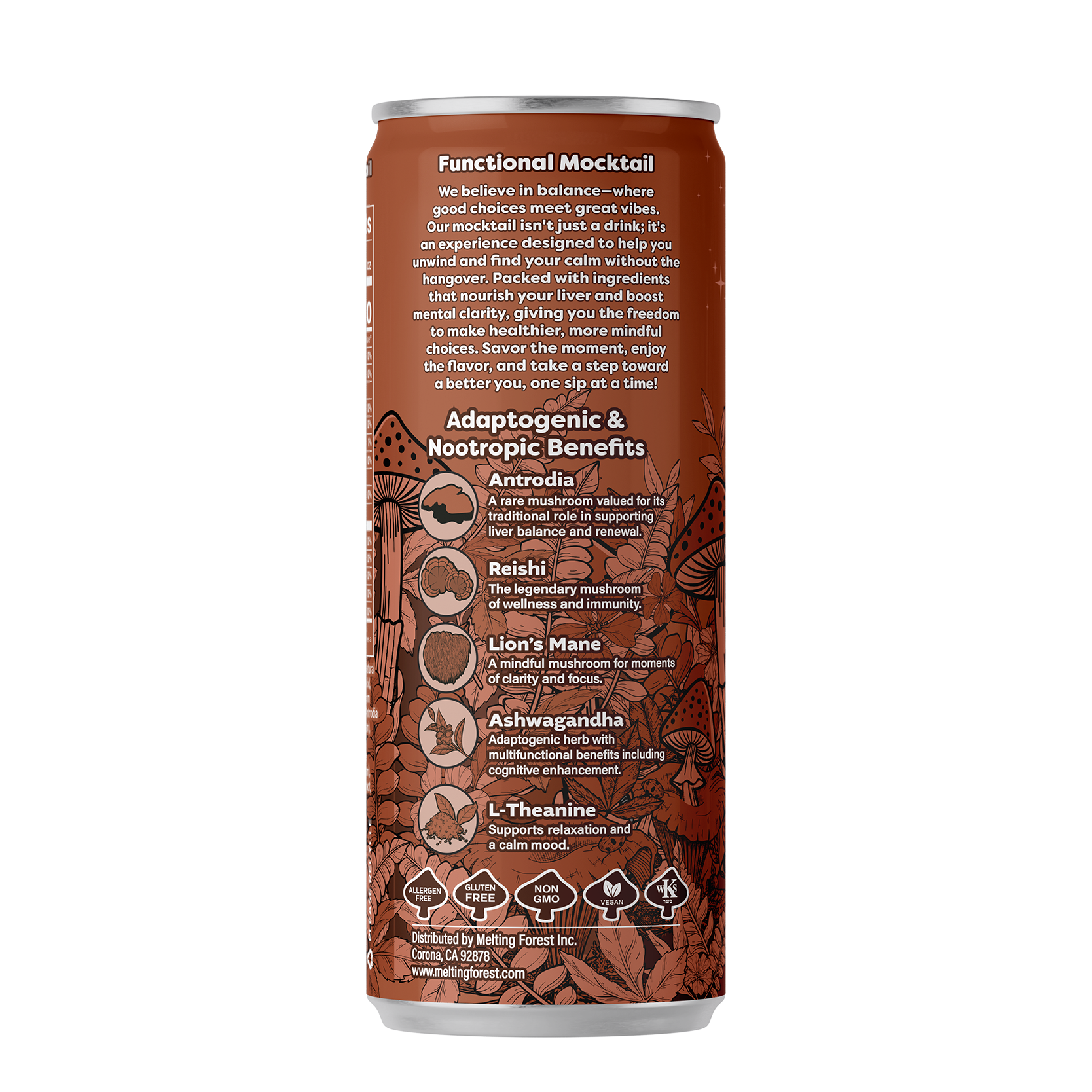 Mushroom Mocktail Drink 4 Pack - Whiskey Ginger