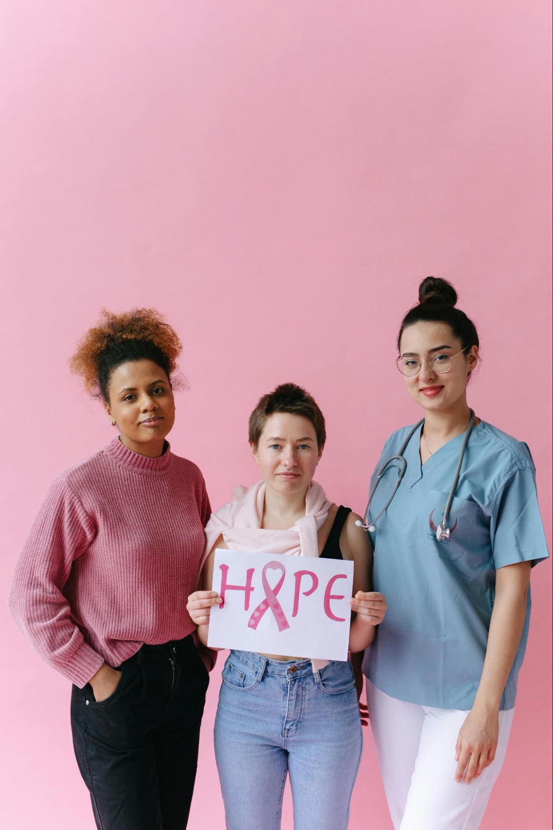 Three Women with Hope Cancer Sign