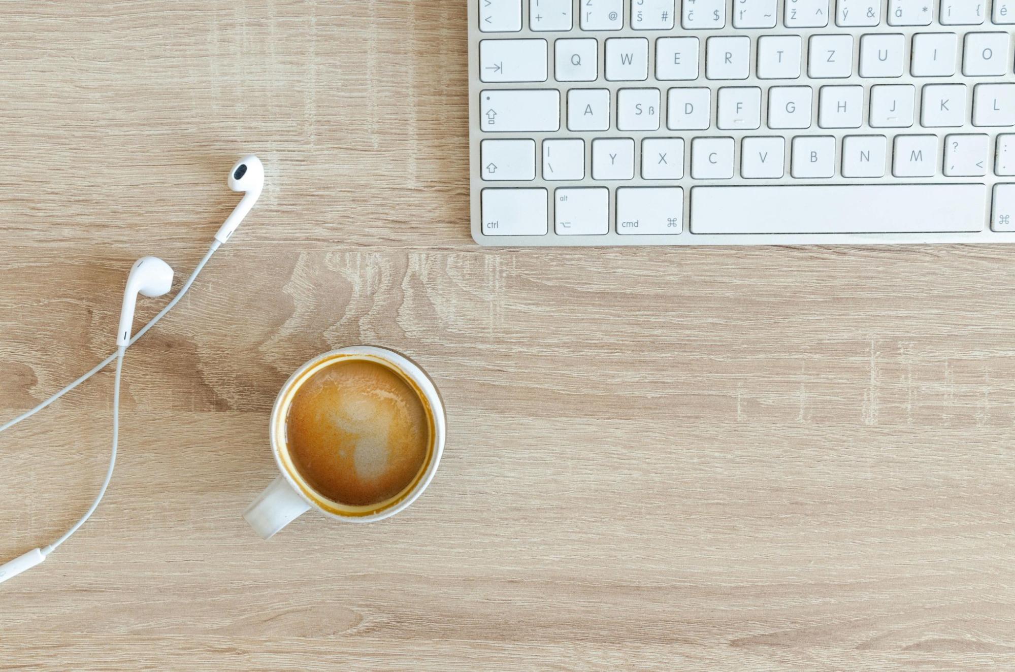 Computer Keyboard with Coffee