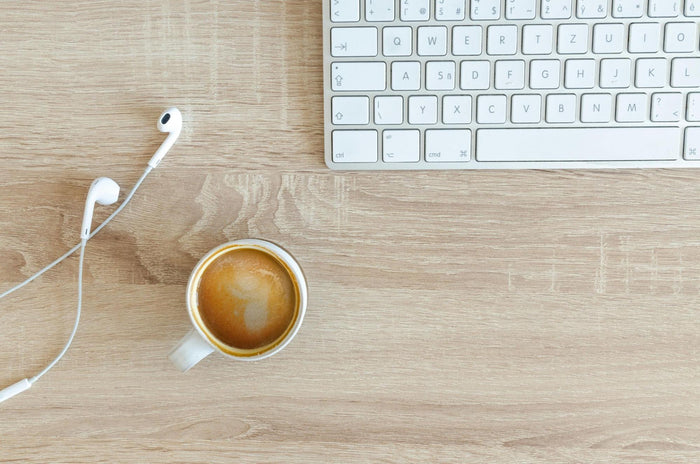 Computer Keyboard with Coffee