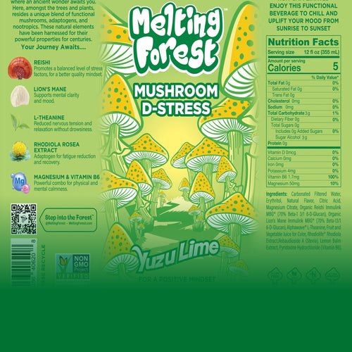 Mushroom D-Stress Drink 12 Pack - Yuzu Lime