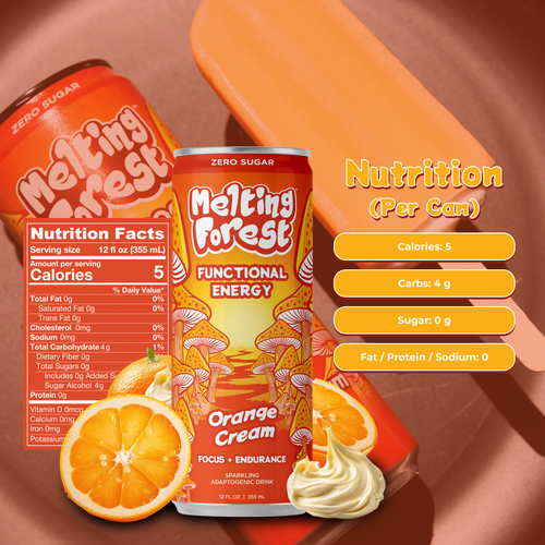 Mushroom Energy Drink 12 Pack - Orange Cream
