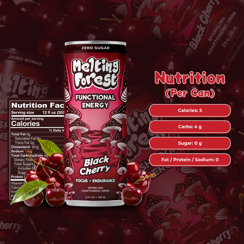 Mushroom Energy Drink 12 Pack - Black Cherry