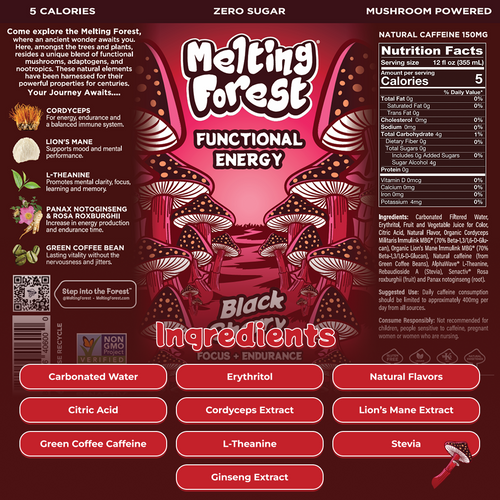 Mushroom Energy Drink 12 Pack - Black Cherry