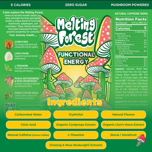 Mushroom Energy Drink 12 Pack - Mango Guava