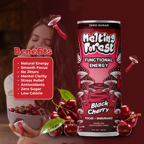 Mushroom Energy Drink 12 Pack - Black Cherry