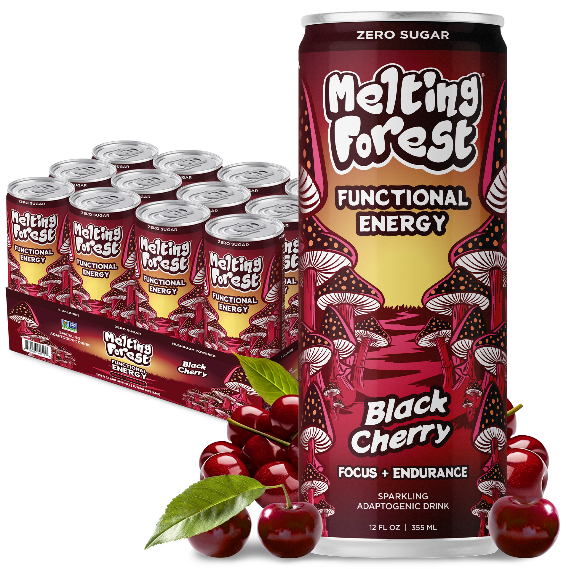 Mushroom Energy Drink 12 Pack - Black Cherry Flavor – Melting Forest Mushroom Energy Drink 12 Pack - Black Cherry Flavor – Melting Forest