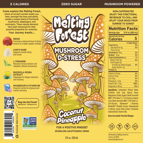 Mushroom D- Stress Coconut Pineapple Label