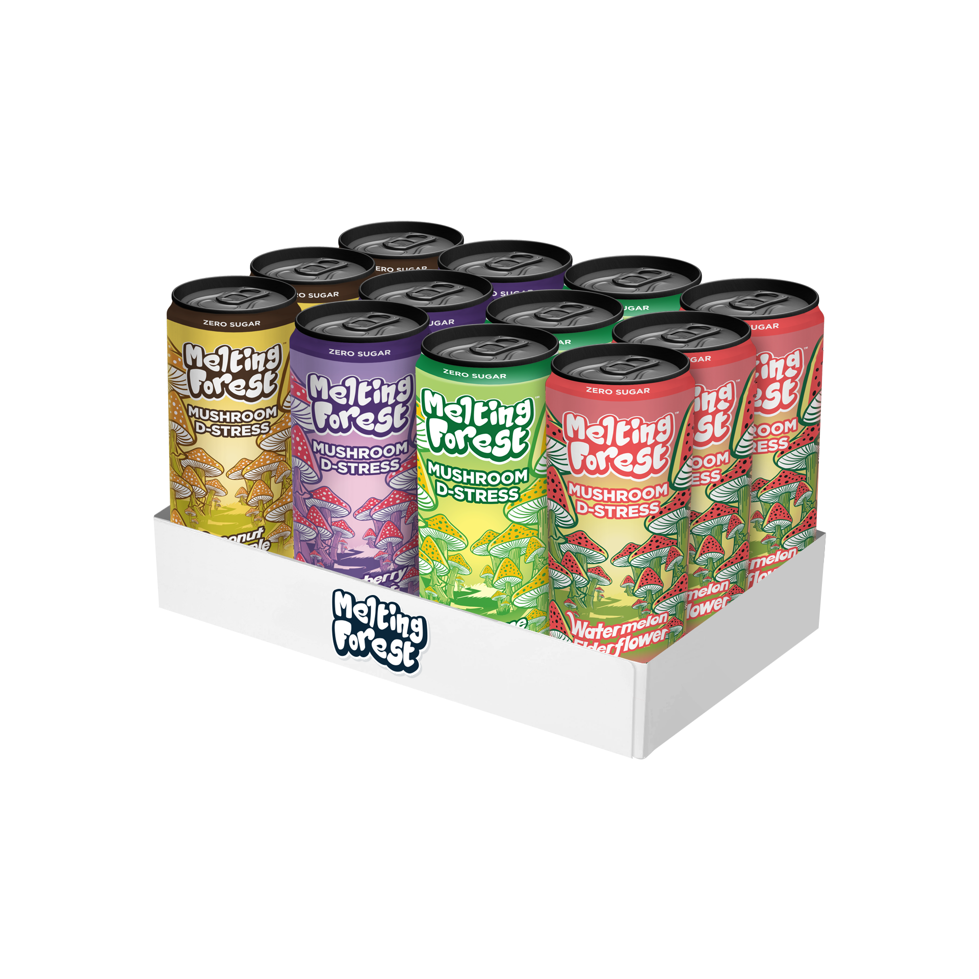 Mushroom D-Stress Drink 12 Pack - Variety Pack