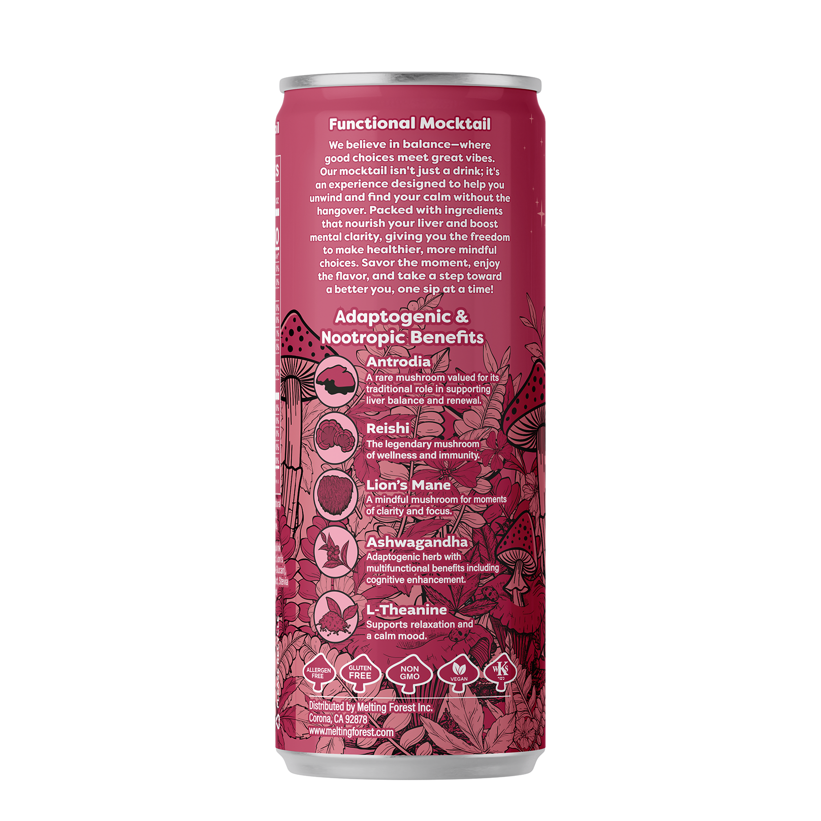 Mushroom Mocktail Drink 4 Pack - Hibiscus Rosé