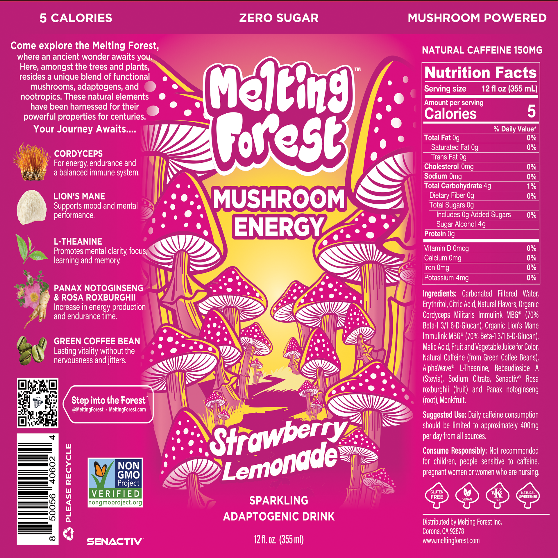 Mushroom Energy Drink 12 Pack - Strawberry Lemonade