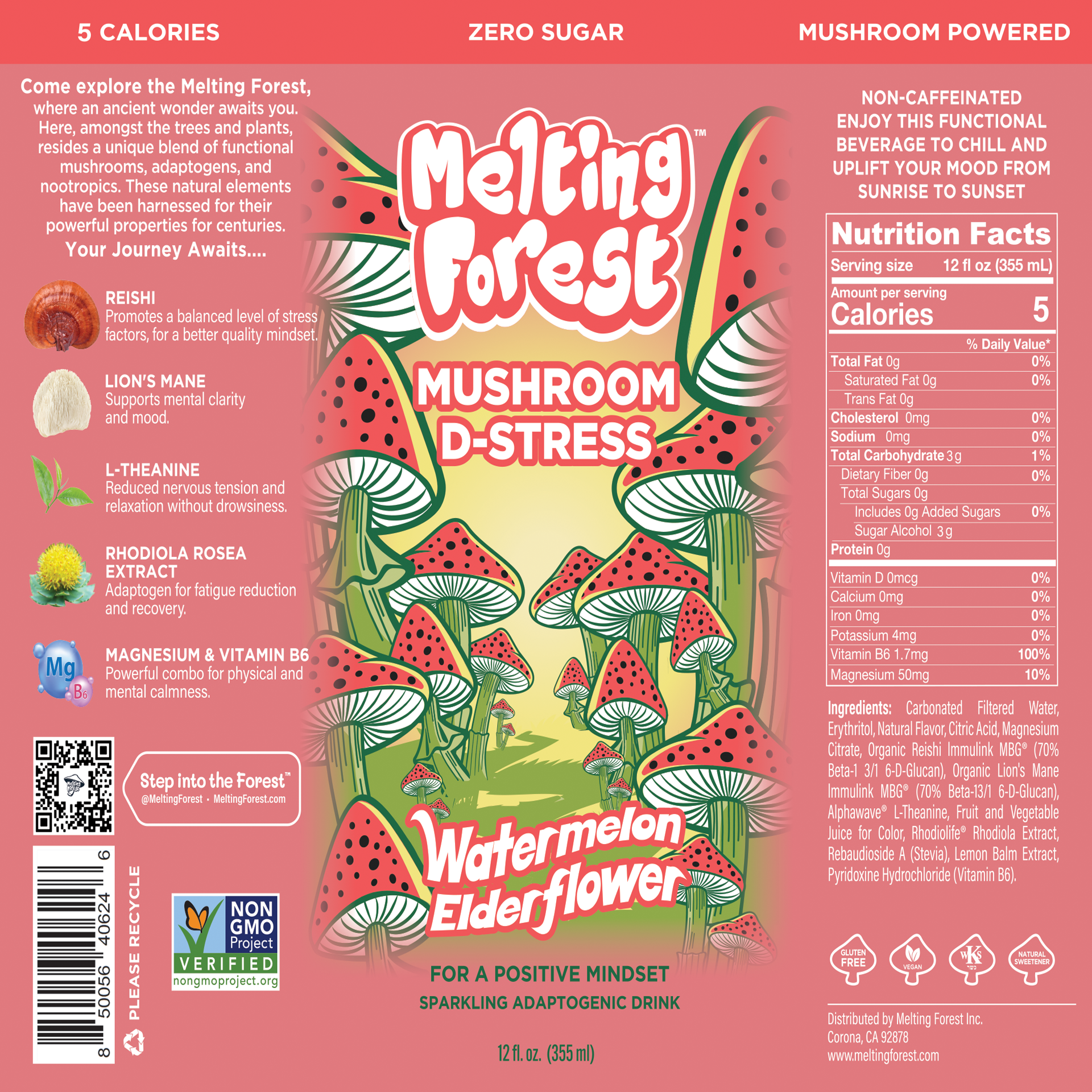 Melting Forest Watermelon Elderflower Label