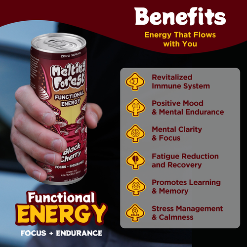 Mushroom Energy Drink 12 Pack - Black Cherry
