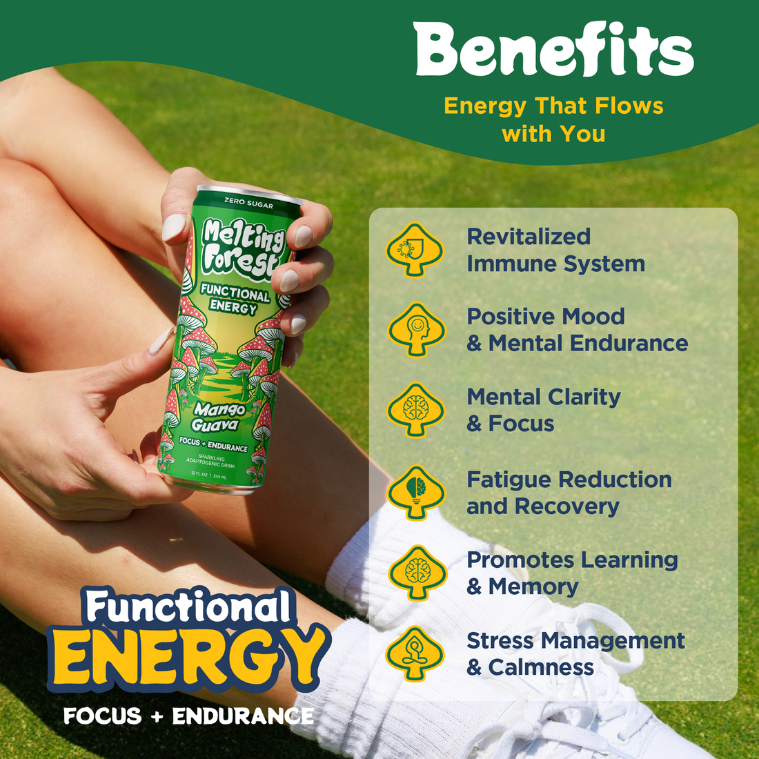 Mushroom Energy Drink 12 Pack - Mango Guava Flavor – Melting Forest