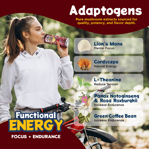 Mushroom Energy Drink 12 Pack - Black Cherry