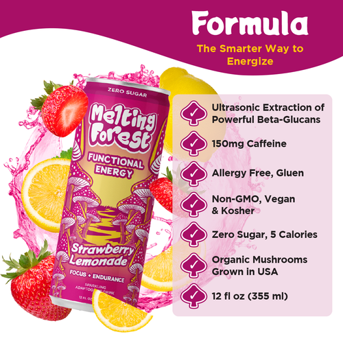 Mushroom Energy Drink 12 Pack - Strawberry Lemonade