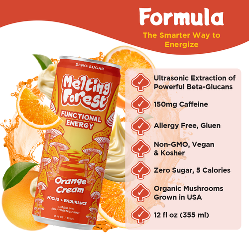 Mushroom Energy Drink 12 Pack - Orange Cream
