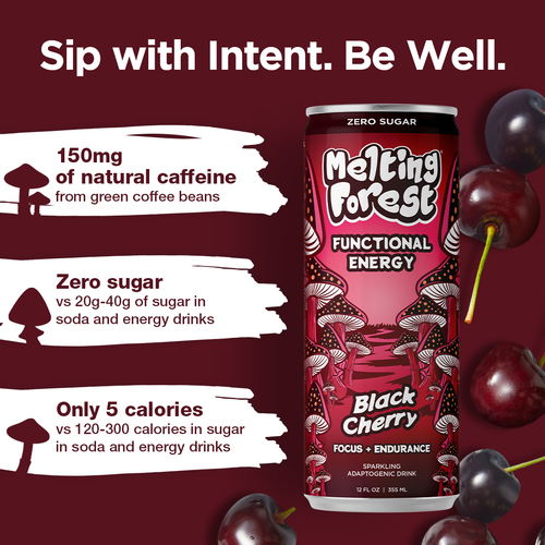 Mushroom Energy Drink 12 Pack - Black Cherry