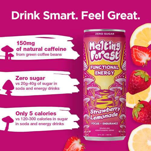 Mushroom Energy Drink 12 Pack - Strawberry Lemonade
