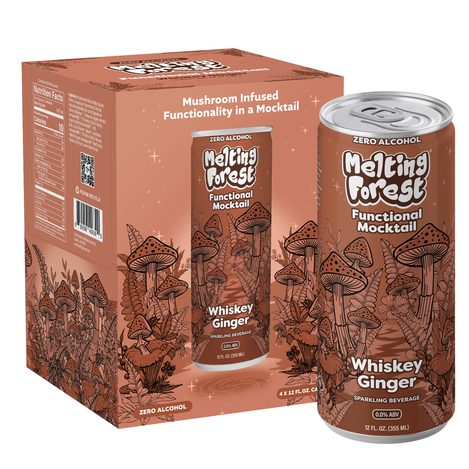 Mushroom Mocktail Drink 4 Pack - Whiskey Ginger